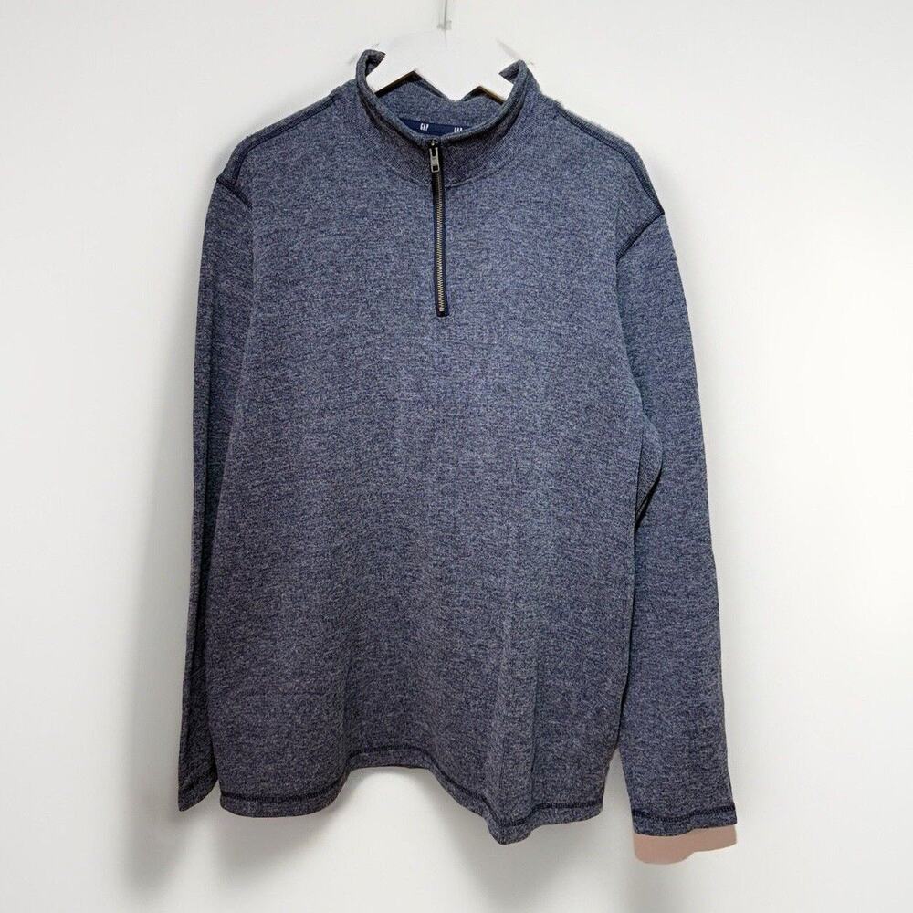 GAP 1/4 Zip Mock Neck Sweater Men's Size XXL Long Sleeve Blue Casual Thumb Holes